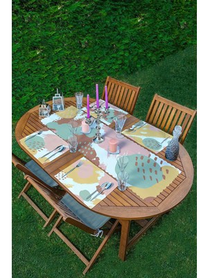 Rem Home Remhome 4+1 Onedraw Soft Renkli Modern Amerikan Servis & Runner Seti