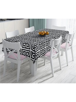 Rem Home Remhome Özel Tasarım Crafts Motifli Dijital Baskılı Dekoratif Leke Tutmaz Masa ÖRTÜSÜ-120X140 cm