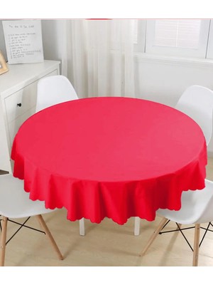 Rem Home Remhome Kırmızı Renkli Dijital Baskılı Yuvarlak Masa Örtüsü - Çap 140CM 140 x 140 cm