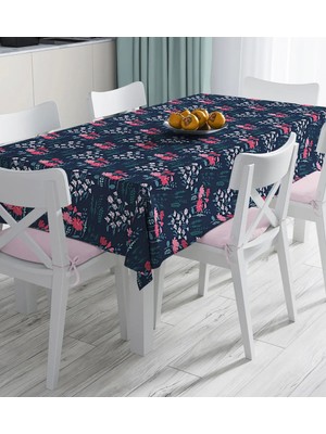 Rem Home Remhome Renkli Zeminde Onedraw Çizimli Çiçek Desenli Dijital Baskılı Masa Örtüsü 90 x 90 cm