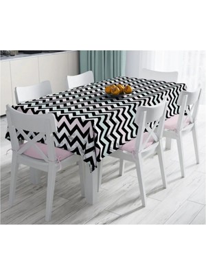 Rem Home Remhome Pembe Mavi Geometrik Mermer Zeminli Dijital Baskılı Leke Tutmaz Masa ÖRTÜSÜ-120X140 cm