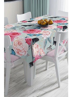 Rem Home Remhome Modern Çiçek Temalı Dijital Baskılı 3D Masa Örtüsü 90 x 90 cm