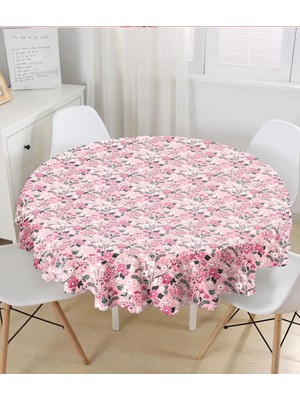 Rem Home Remhome Çiçek Temalı Dijital Baskılı Yuvarlak Masa Örtüsü - Çap 140CM 140 x 140 cm