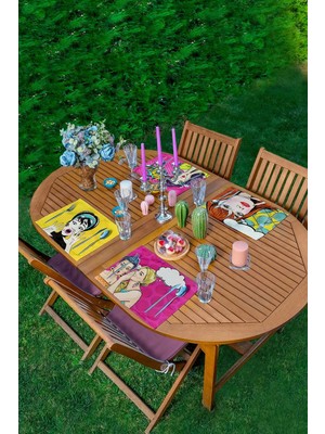 Rem Home Remhome 4'lü Pop-Art Fashion Girl Tasarımlı Amerikan Servis Seti