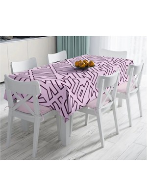 Rem Home Remhome Açık Pempe Pink Yazılı Modern Dekoratif Leke Tutmaz Masa ÖRTÜSÜ-120X140 cm