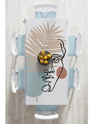 Rem Home Remhome Botanik Portre Desenli Özel Tasarım Dijital Baskılı Masa Örtüsü 90 x 90 cm