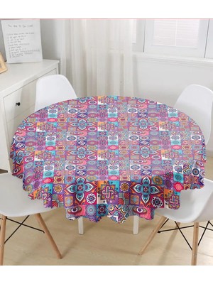 Rem Home Remhome Dijital Baskılı Özel Tasarım Yuvarlak Masa Örtüsü - Çap 140CM 140 x 140 cm