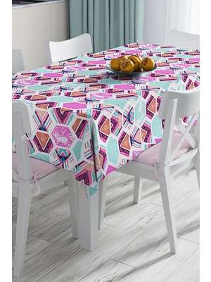 Rem Home Remhome Geometrik Desenli Dijital Baskılı 3D Masa Örtüsü - 120 x 140 cm 90 x 90 cm