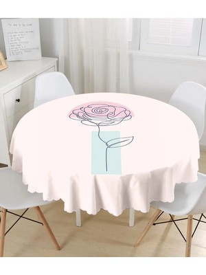 Rem Home Remhome Pembe Zeminde Gül Motifli Bohemian Yuvarlak Masa Örtüsü 140 x 140 cm