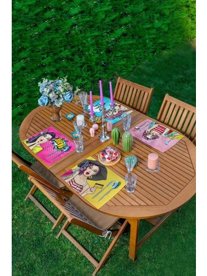 Rem Home Remhome 4'lü Pop-Art Fashion Girl Tasarımlı Amerikan Servis Seti