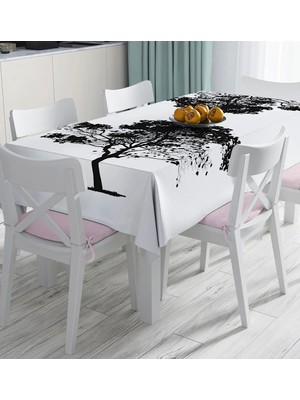 Rem Home Remhome Doğa Çizimli Ağaç Motifli Dijital Baskılı Masa Örtüsü 90 x 90 cm