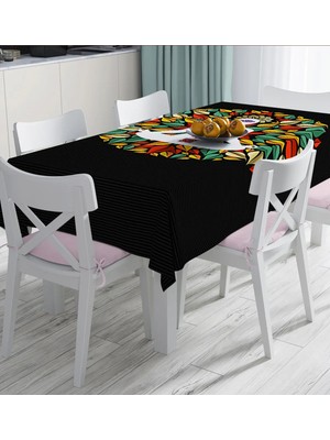 Rem Home Remhome Uzak Doğu Yoga Motifleri Mandala Özel Tasarım Dijital Baskılı Masa Örtüsü 90 x 90 cm