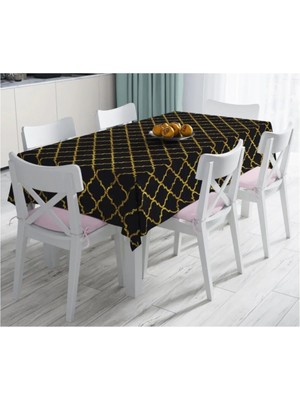Rem Home Remhome Gold Detaylı Ogea Desenli Dekoratif Modern Leke Tutmaz Masa Örtüsü- 140 x 180 cm