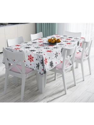Rem Home Remhome Beyaz Zeminde Kar Taneleri Özel Tasarım Masa Örtüsü 90 x 90 cm