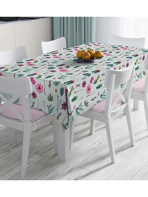 Rem Home Remhome Renkli Zemin Üzerinde Kaktüs Desenli Dijital Baskılı Masa Örtüsü 90 x 90 cm