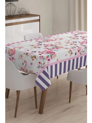 Rem Home Remhome Flamingo Desenli Dijital Baskılı 3D Masa Örtüsü - 140 x 220 cm