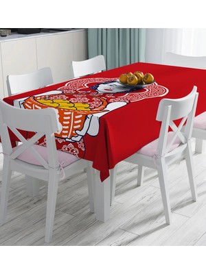 Rem Home Remhome Meyve Sepetli Japon Kadın Desenli Modern Dijital Baskılı Masa Örtüsü 90 x 90 cm