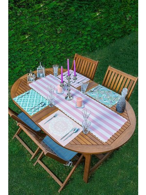 Rem Home Remhome 4+1 Özel Tasarım Dijital Baskılı Amerikan Servis & Runner Seti