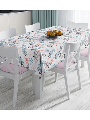 Rem Home Remhome Beyaz Zeminde Renkli Çiçek Desenli Dijital Baskılı Masa Örtüsü 90 x 90 cm