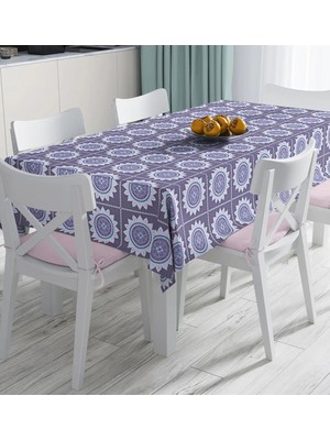 Rem Home Remhome Gri Zeminde Mandala Baskılı Modern Dijital Baskılı Masa Örtüsü 90 x 90 cm