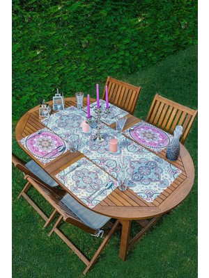 Rem Home Remhome 4+1 Mandala Desenli Amerikan Servis & Runner Seti