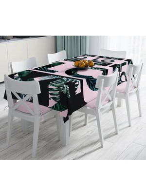 Rem Home Remhome Love Yaprak Detaylı Özel Tasarım Leke Tutmaz Masa Örtüsü 90 x 90 cm