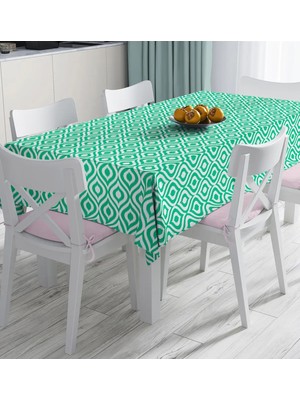 Rem Home Remhome Özel Tasarım Yaşil Ikat Desenli Dijital Baskılı Masa Örtüsü 90 x 90 cm