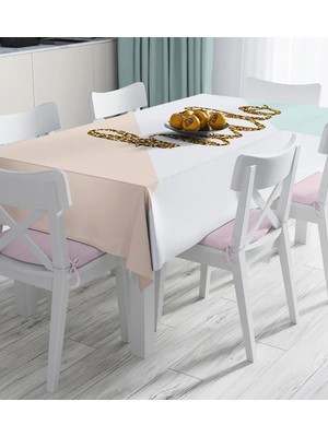 Rem Home Remhome Gold Hello Yazılı Modern Motifler Dijital Baskılı Masa Örtüsü 90 x 90 cm