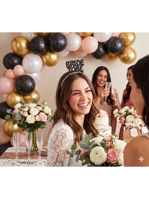 Dodomar Bride To Be Siyah Simli Taşlı Eva Taç Bekarlığa Veda Parti Aksesuarı