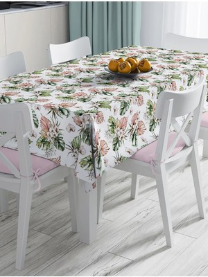Rem Home Remhome Tropik Yaprak Motifli Dijital Baskılı Modern Masa Örtüsü 90 x 90 cm