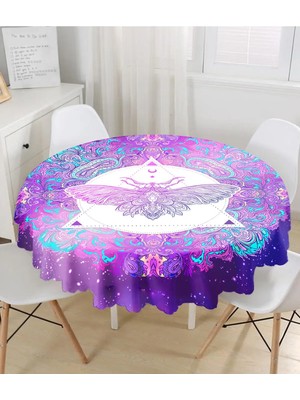 Rem Home Remhome Dijital Baskılı Özel Tasarım Modern Yuvarlak Masa Örtüsü - Çap 140CM 140 x 140 cm