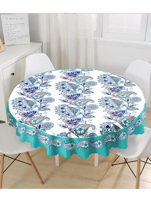 Rem Home Remhome Özel Tasarım Dijital Baskılı Modern Yuvarlak Masa Örtüsü Çap 140 cm 140 x 140 cm