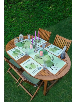 Rem Home Remhome 4+1 Yeşil Bohem Tasarımlı Amerikan Servis & Runner Seti