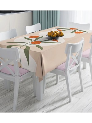 Rem Home Remhome Soft Renkli Onedraw Çizimli Çiçek Desenli Dijital Baskılı Masa Örtüsü 90 x 90 cm