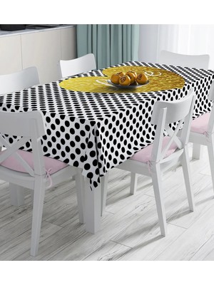 Rem Home Remhome Beyaz Zemin Üzerinde Puantiyeli Gold Detaylı Love Yazılı Dijital Baskılı Masa Örtüsü 90 x 90 cm
