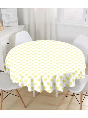 Rem Home Remhome Kalp Desen Dijital Baskılı Yuvarlak Masa Örtüsü Çap 140CM 140 x 140 cm