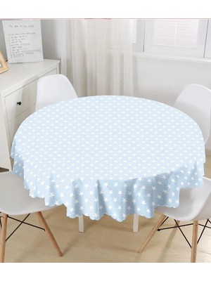 Rem Home Remhome Modern Yıldız Desenli Dijital Baskılı Yuvarlak Masa Örtüsü - Çap 140CM 140 x 140 cm