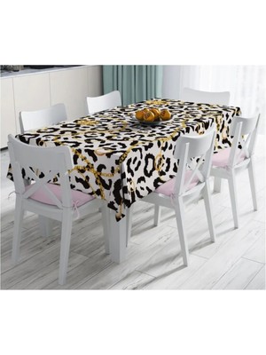 Rem Home Remhome Zebra Desenli Altın Detaylı Modern Leke Tutmaz Masa Örtüsü