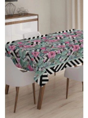 Rem Home Remhome Kaktüs Desenli Dijital Baskılı 3D Masa Örtüsü - 140 x 220 cm