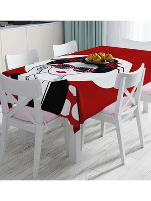 Rem Home Remhome Gözlüklü Cool Japon Kadın Desenli Dijital Baskılı Masa Örtüsü 90 x 90 cm