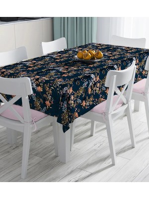 Rem Home Remhome Renkli Zemin Üzerinde Çiçek Desenli Dijital Baskılı Masa Örtüsü 90 x 90 cm