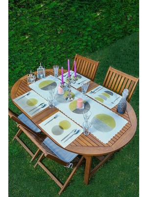 Rem Home Remhome 4+1 Soyut Çizimli Pastel Renkli Özel Tasarım Amerikan Servis & Runner Seti