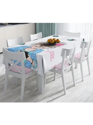 Rem Home Remhome Özel Tasarım Smile Take Up Desenli Dekoratif Leke Tutmaz Masa Örtüsü 120×140 cm 120 x 140 cm