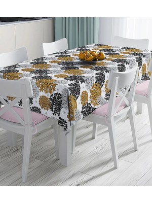 Rem Home Remhome Beyaz Zemin Üzerinde Renkli Çiçek Desenli Dijital Baskılı Masa Örtüsü 90 x 90 cm