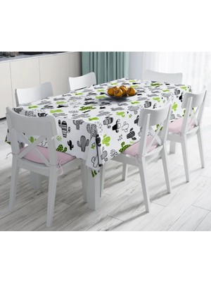 Rem Home Remhome Kaktüs Desenli Özel Tasarım Leke Tutmaz Masa Örtüsü 90 x 90 cm