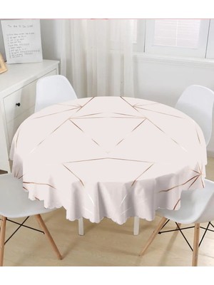 Rem Home Remhome Gold Detaylı Özel Tasarım Yuvarlak Masa Örtüsü - Çap 140CM 140 x 140 cm