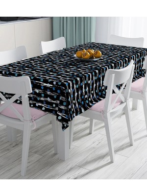 Rem Home Remhome Siyah Zemin Üzerinde Renkli Puantiyeli Dijital Baskılı Masa Örtüsü 90 x 90 cm