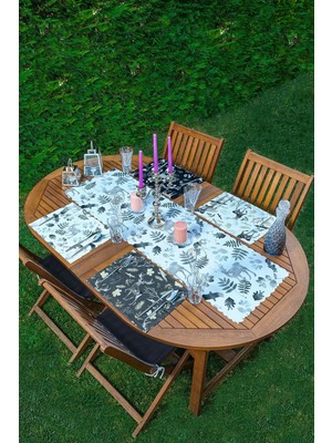 Rem Home Remhome 4+1 Gümüş Geyik Tasarımlı Amerikan Servis & Runner Seti