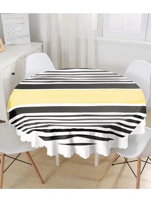 Rem Home Remhome Soyut Tarzda Onedraw Çizimli Dijital Baskılı Modern Yuvarlak Masa Örtüsü - Çap 140CM 140 x 140 cm