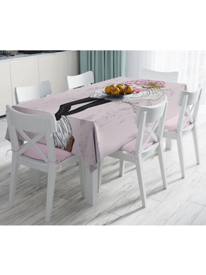 Rem Home Remhome Fashion Girl Özel Tasarım Dijital Baskılı Masa ÖRTÜSÜ-120X140 cm 90 x 90 cm
